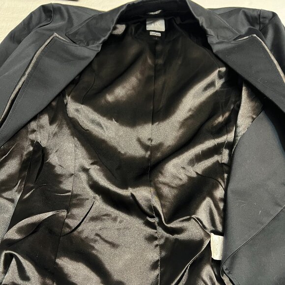 Armani Exchange Navy Satin Trim Blazer Jacket Women's Size L Fitted Single Butto - Picture 12 of 12